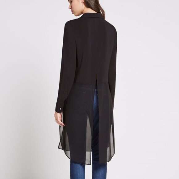 BcbGeneration long slit split navy button shirt S great for layering styling - Picture 9 of 9